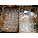 A collection of cut glass including drrinking glasses, fruit bowl, decanters etc.(2)