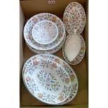 Minton Haddon Hall dinnerware consisting of four dinner plates, four bowls, two cereal bowls,