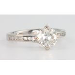 An 18ct white gold single stone diamond ring 1.14ct, size K, together with a EDR certificate