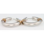 A pair of 2 colour gold hoop earrings 3.8 grams