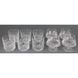 A set of 6 Waterford Crystal whisky tumblers together with 4 Tyrone cut glass brandies