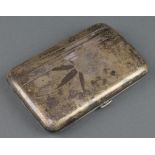 An early 20th century Japanese silver cigar case with bamboo decoration, signed, 185 grams