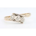 A 9ct yellow gold 3 stone diamond ring size L 1/2