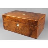 A Victorian figured walnut writing slope with hinged lid inlaid mother of pearl 7"h x 40"w x 10"d