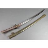 A Japanese Katana sword with 27" blade and scabbard marked 51698 The scabbard has some small