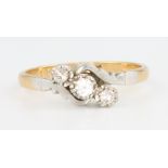 An 18ct yellow gold 3 stone diamond ring, size O