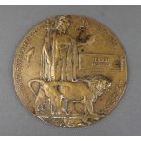 A First World War Death plaque to Herbert Heaton The Butts (East Kent Regiment), killed in action