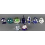 A collection of 9 20th Century paperweights