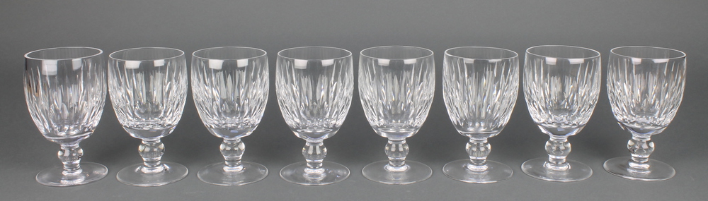 A set of 8 Waterford Crystal wine glasses 1 glass is chipped