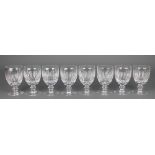 A set of 8 Waterford Crystal wine glasses 1 glass is chipped