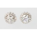 A pair of 18ct white gold diamond cluster ear studs, approx. 1.8ct