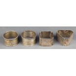 Four silver napkin rings 105 grams