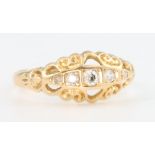 A Victorian 18ct yellow gold diamond ring, size Q