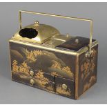 A Meiji period signed lacquer and gilt mounted "Tabakobon" smoking box, decorated landscape