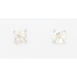 A pair of white gold single stone diamond ear studs, each approx 0.25ct