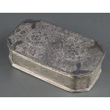 A Persian silver 2 division octagonal box with floral and bird decoration 240 grams 4 1/2"