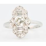 An 18ct white gold Edwardian style diamond set up finger ring approx. 0.75ct , size O 1/2