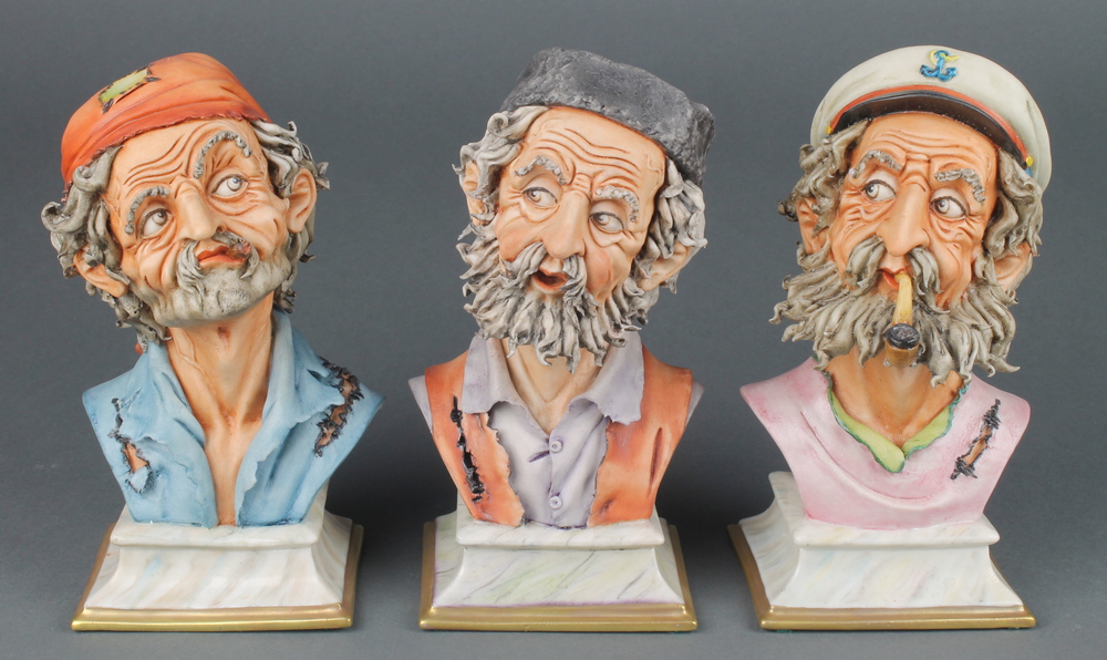 Three Capodimonte busts of gentlemen 5" The first has a slight chip to the eyebrow