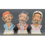 Three Capodimonte busts of gentlemen 5" The first has a slight chip to the eyebrow