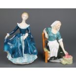 2 Royal Doulton figures - The Apple Maid HN2160 7" and Janine HN2461 8 1/2"