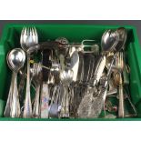 A pair of silver plated mounted salad servers and minor cutlery