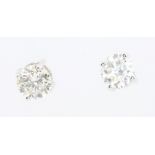 A pair of 18ct white gold single stone diamond earstuds approx. 1.0ct