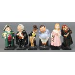 Sx Royal Doulton figures - Fat Boy, Little Nell, Fagin, Dick Swiveller, Buzz Fuzz and Bumble 4"