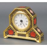 A Royal Crown Derby Old Imari pattern octagonal quartz timepiece 1128 SGB 4 1/4"