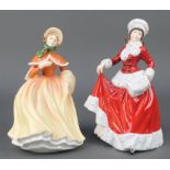 Two Royal Doulton figures, Pretty Ladies - Winter HN5314 9" and Autumn HN5323 8 1/2"