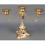 A Crown Derby Old Imari pattern 3 light candlestick with gilt metal mounts 1128 SGB 11", boxed