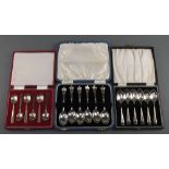 A set of 6 silver teaspoons Sheffield 1940, a cased set of 6 silver coffee spoons Sheffield 1919 and