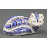 A Royal Crown Derby Imari pattern paperweight in the form of a fox with silver stopper 4 1/2"