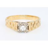 An 18ct yellow gold single stone diamond ring size O