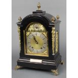 Hanford Brothers, a Georgian style striking bracket clock with arched gilt dial and silvered chapter