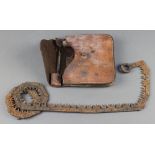 A First World War steel military issue chain saw complete with leather pouch