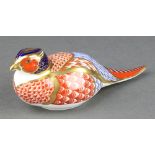 A Royal Crown Derby Imari pattern pheasant paperweight (no stopper) 7"