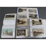 3 albums of black and white and coloured postcards