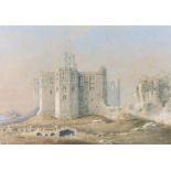 E S Drummond, watercolour, signed, a view of Warkworth Castle Northumberland 11 1/2" x 17"