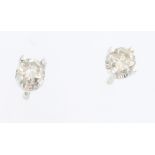 A pair of 9ct white gold diamond set ear studs, approx 0.3ct