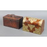 A Victorian figured walnut and brass mounted trinket box with hinged lid 6 1/2"h x 9 1/2"w x 5 1/2"d