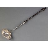 A Georgian silver punch ladle with twist stem and turned handle 15"