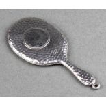 A miniature hammer patterned silver hand mirror Birmingham 1922 3"