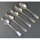 A George III silver table spoon London 1807, 4 others 328 grams