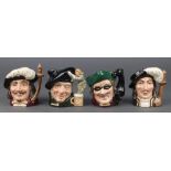 4 Royal Doulton medium size character jugs - Tam O'shanter D6636 4", Dick Turpin D6535 4", Porthos