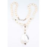 A fresh water pearl and cut crystal necklace