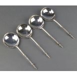 4 Victorian silver serving spoons with twist handles,John Aldwinkle and Thomas Slater London 1894,