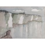 Garlick Barnes, mixed media, signed, a stylish coastal study, label en verso 11" x 14"