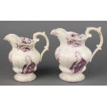 Two 19th Century William IV Queen Adelaide transfer print commemorative jugs 9 1/2" and 6 1/2"The