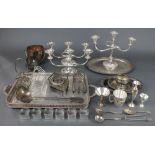 A silver plated ladle and minor plated items