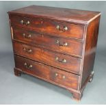 A Georgian mahogany chest of 4 long drawers with brass swan neck drop handles and escutcheons,